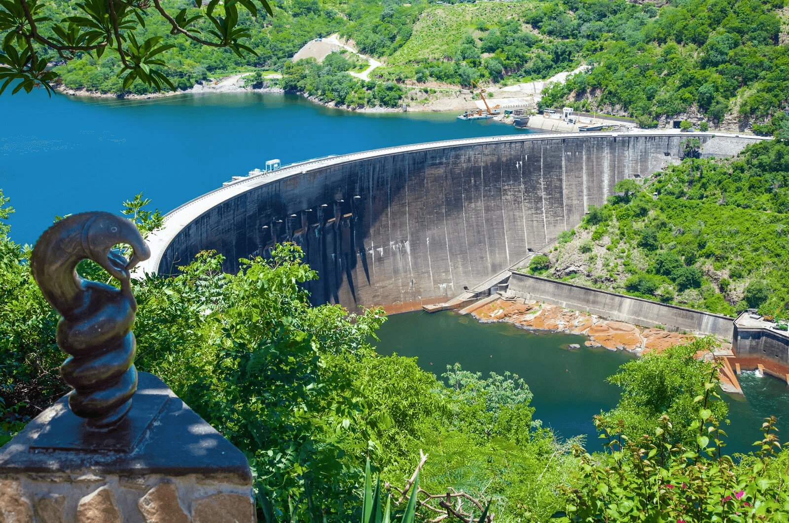 Scenic view of Lake Kariba shoreline with wildlife